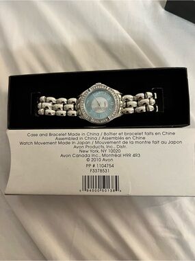 Avon Silver Bracelet Watch with Light Blue Dial and Crystal Accents
